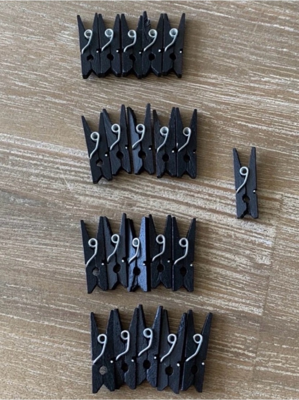 21 mini black clothespins